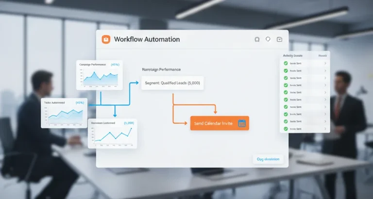 Workflow automation tool triggering send bulk meeting invite action to qualified leads.