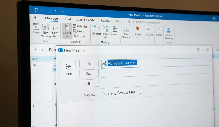 Microsoft Outlook interface showing bulk meeting invites being send.